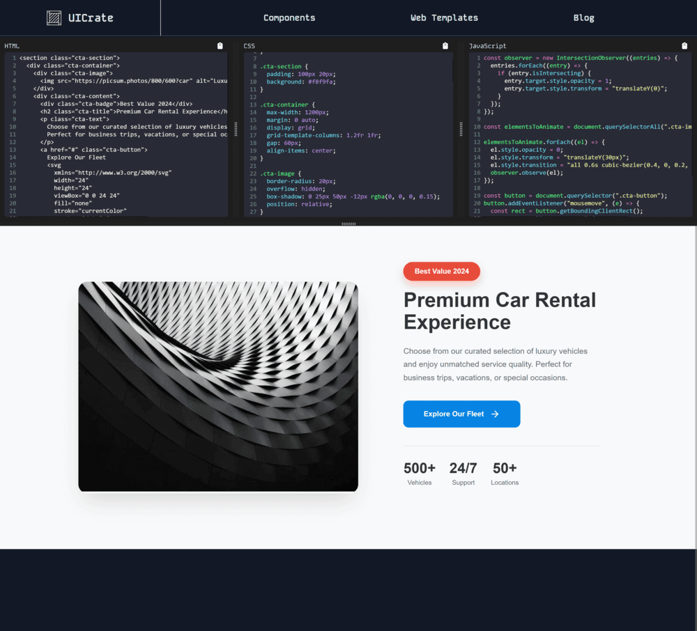 UICrate live code editor interface